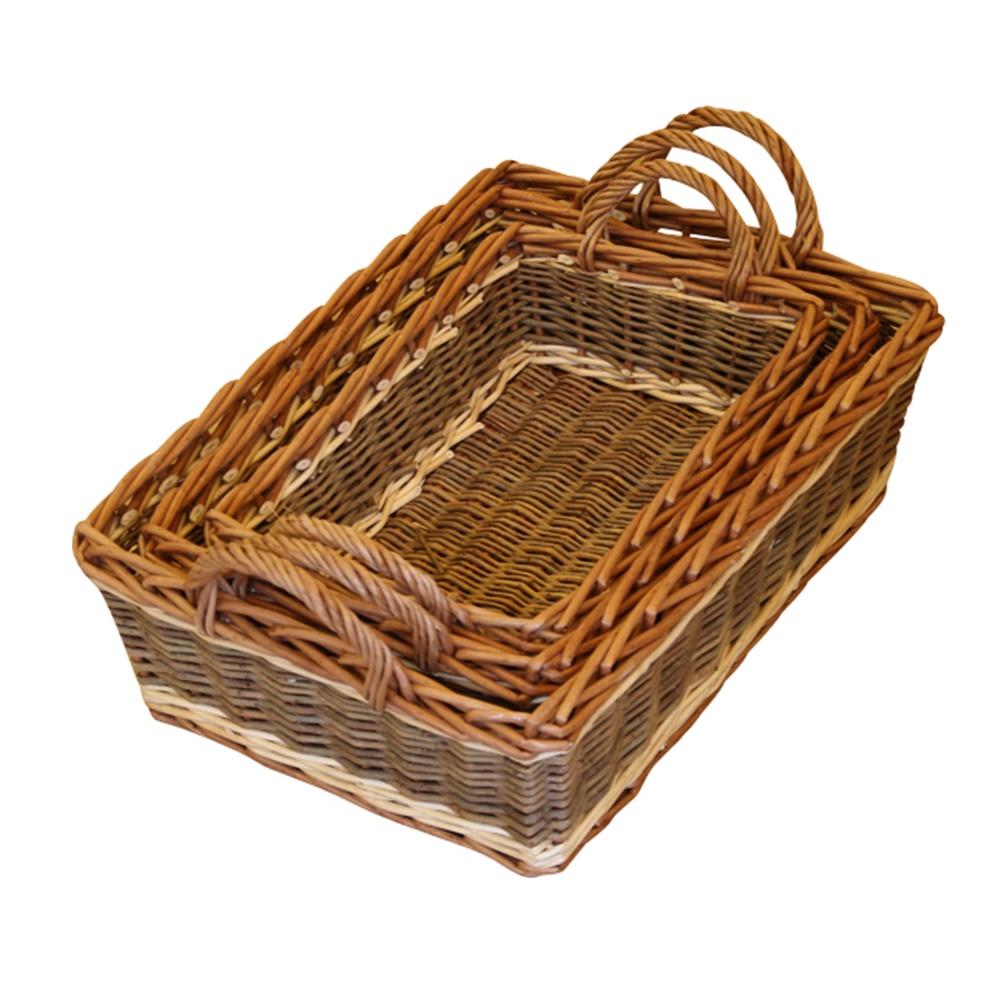 Set of 3 Malvern Wicker Serving Trays