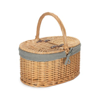 The Willow Basket Buff Oval Butterfly Lidded Picnic Basket