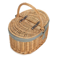 The Willow Basket Buff Oval Butterfly Lidded Picnic Basket