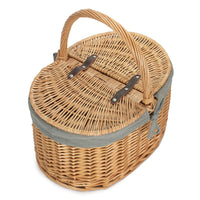 Buff Oval Butterfly Lidded Picnic Basket