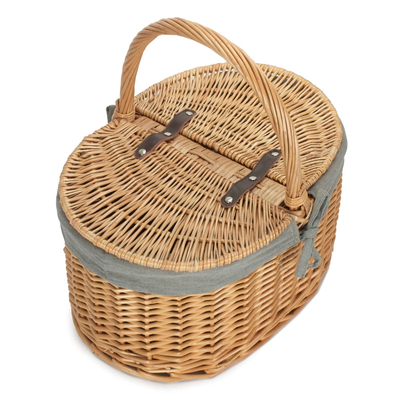 The Willow Basket Buff Oval Butterfly Lidded Picnic Basket