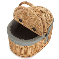 The Willow Basket Buff Oval Butterfly Lidded Picnic Basket