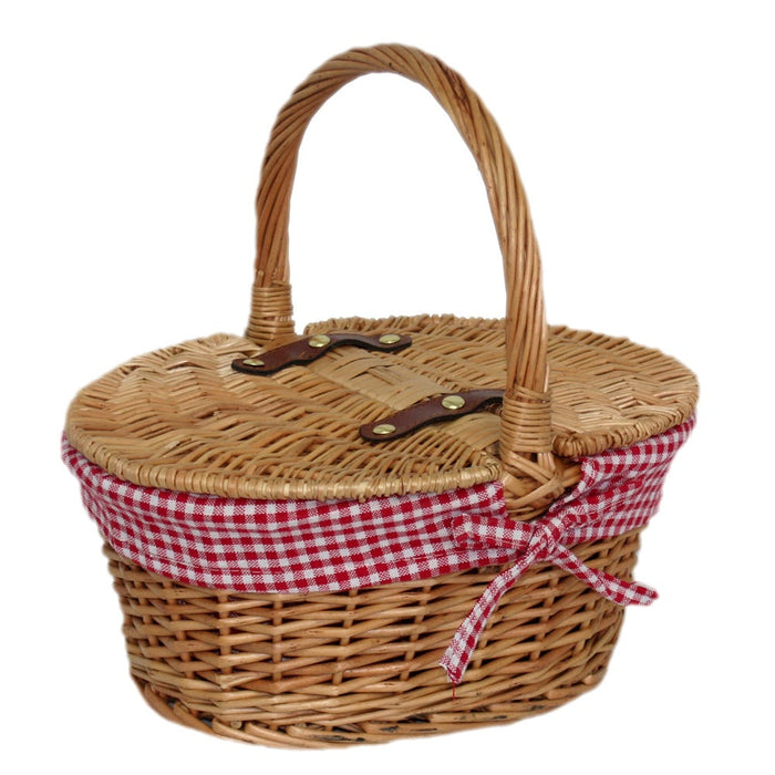 The Willow Basket Child's Lined Oval Lidded Picnic Basket