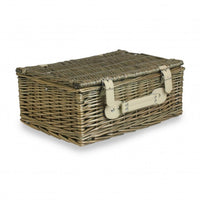 The Willow Basket 36cm Antique Wash Wicker Picnic Basket with Cotton Lining