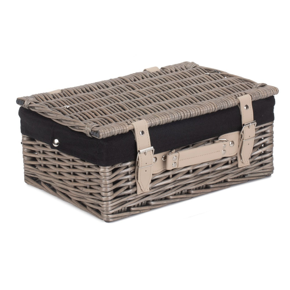 The Willow Basket 36cm Antique Wash Wicker Picnic Basket with Cotton Lining