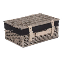 The Willow Basket 36cm Antique Wash Wicker Picnic Basket with Cotton Lining