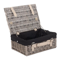 The Willow Basket 36cm Antique Wash Wicker Picnic Basket with Cotton Lining