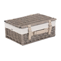 The Willow Basket 36cm Antique Wash Wicker Picnic Basket with Cotton Lining