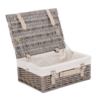 The Willow Basket 36cm Antique Wash Wicker Picnic Basket with Cotton Lining