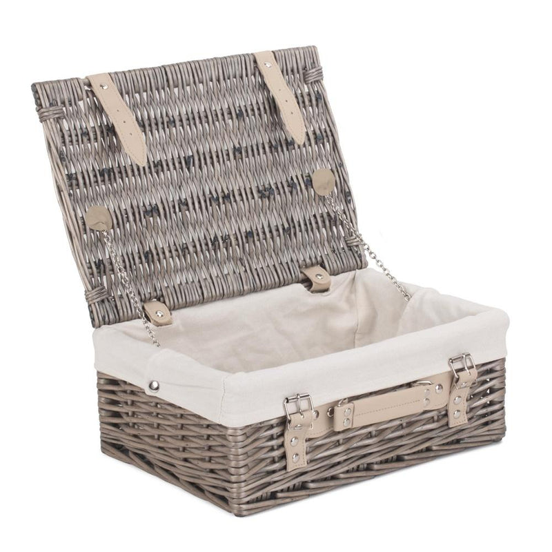 36cm Antique Wash Wicker Picnic Basket with Cotton Lining