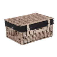 The Willow Basket 41cm Antique Wash Wicker Picnic Basket with Cotton Lining