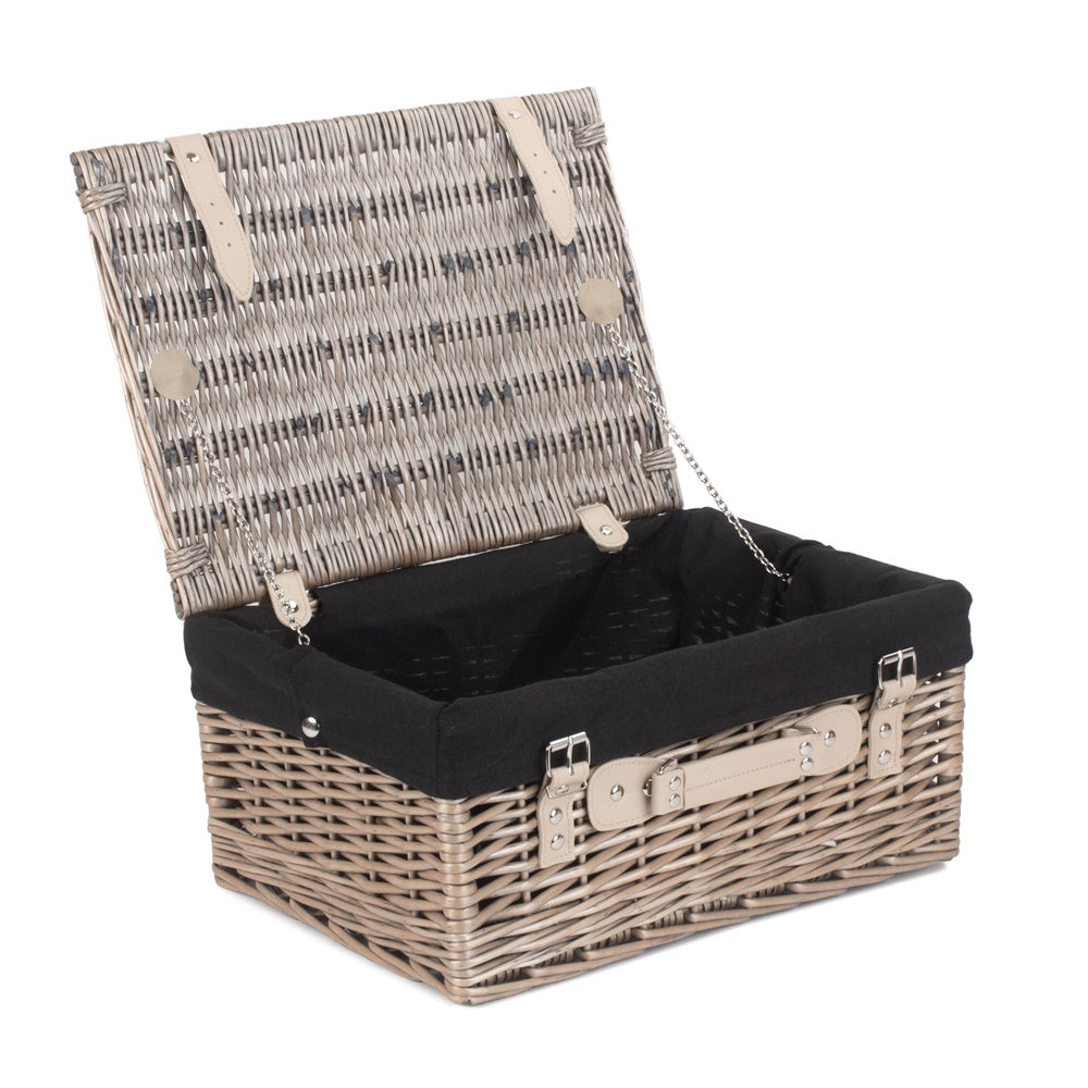 The Willow Basket 41cm Antique Wash Wicker Picnic Basket with Cotton Lining