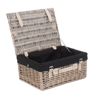 The Willow Basket 41cm Antique Wash Wicker Picnic Basket with Cotton Lining