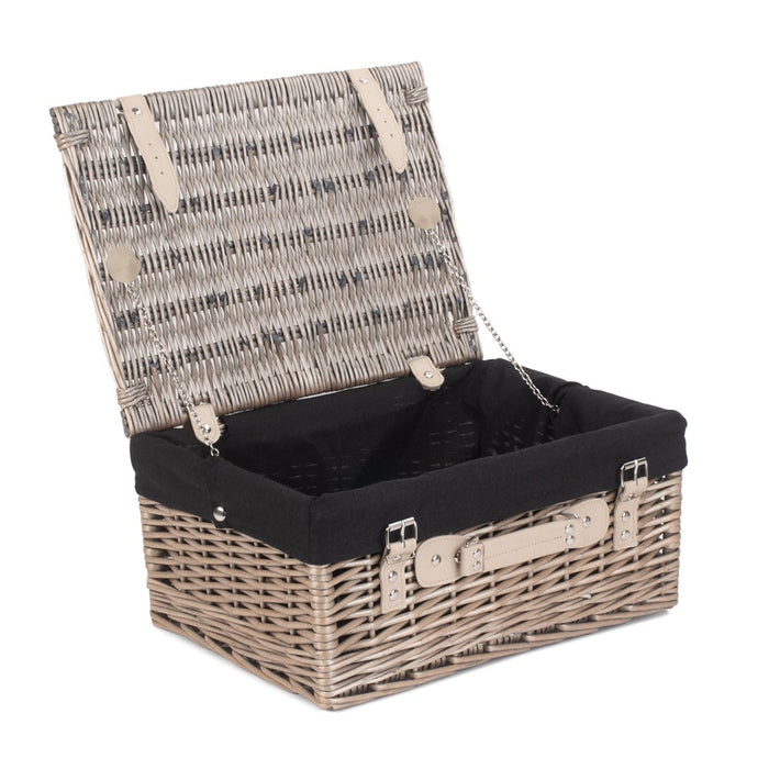 The Willow Basket 41cm Antique Wash Wicker Picnic Basket with Cotton Lining