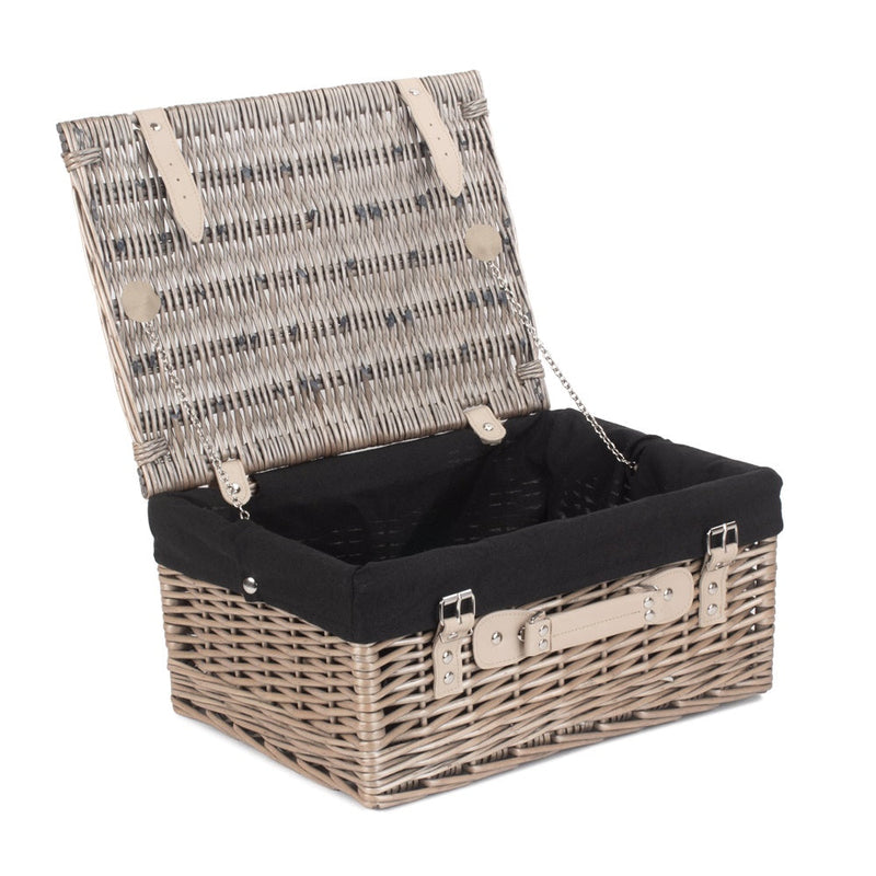 The Willow Basket 41cm Antique Wash Wicker Picnic Basket with Cotton Lining