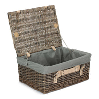 The Willow Basket 41cm Antique Wash Wicker Picnic Basket with Cotton Lining