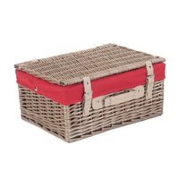 The Willow Basket 41cm Antique Wash Wicker Picnic Basket with Cotton Lining