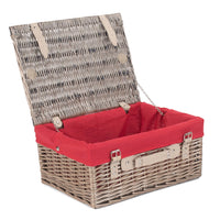 The Willow Basket 41cm Antique Wash Wicker Picnic Basket with Cotton Lining