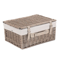 The Willow Basket 41cm Antique Wash Wicker Picnic Basket with Cotton Lining