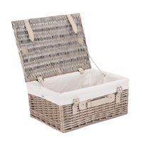The Willow Basket 41cm Antique Wash Wicker Picnic Basket with Cotton Lining