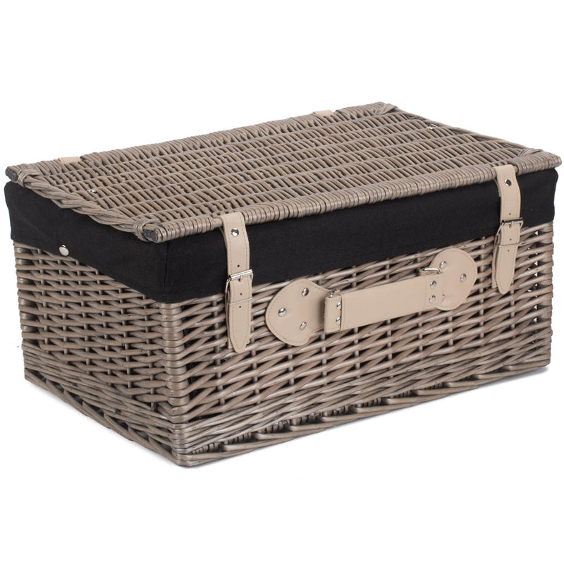 The Willow Basket 51cm Antique Wash Wicker Picnic Basket with Cotton Lining