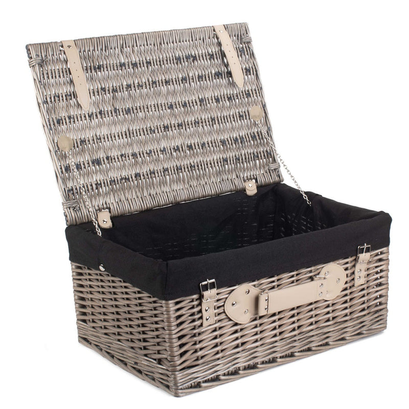 The Willow Basket 51cm Antique Wash Wicker Picnic Basket with Cotton Lining