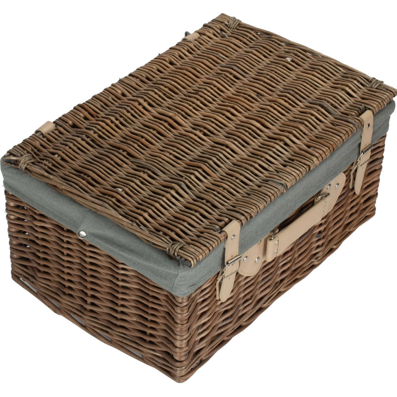 The Willow Basket 51cm Antique Wash Wicker Picnic Basket with Cotton Lining