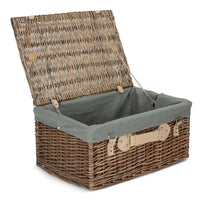 The Willow Basket 51cm Antique Wash Wicker Picnic Basket with Cotton Lining