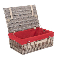 The Willow Basket 46cm Antique Wash Wicker Picnic Basket with Cotton Lining