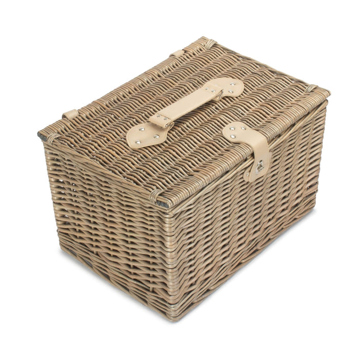 The Willow Basket Large Antique Wash Finish Chest Picnic Basket