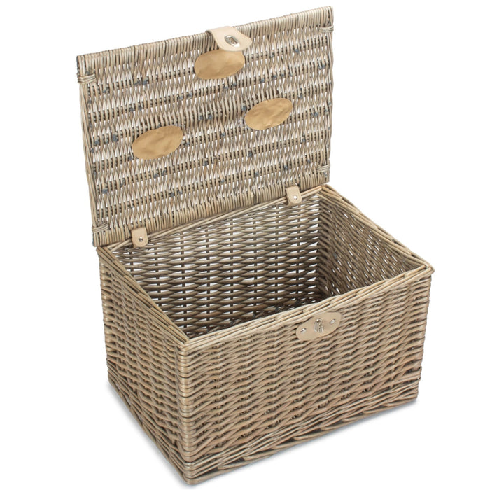 The Willow Basket Large Antique Wash Finish Chest Picnic Basket