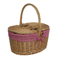 The Willow Basket Gingham Lining Oval Butterfly Lidded Picnic Basket