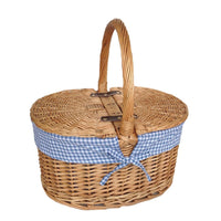 Gingham Lining Oval Butterfly Lidded Picnic Basket