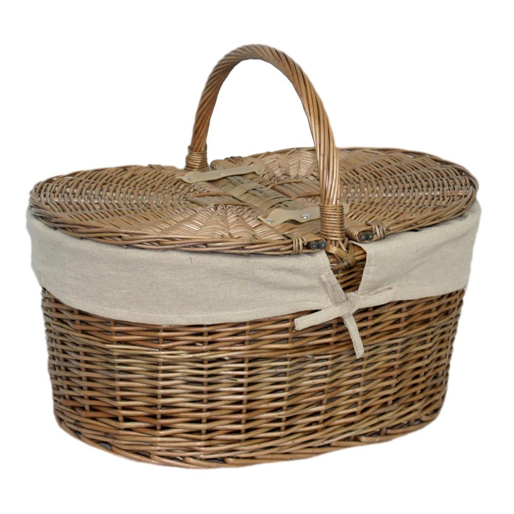 Deep Antique Wash Oval Picnic Basket
