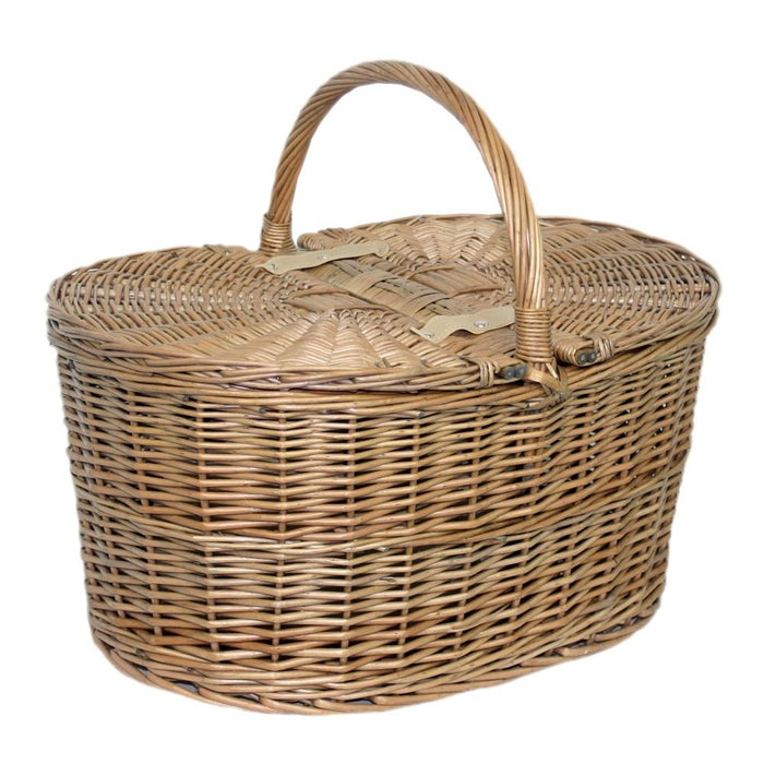 The Willow Basket Deep Antique Wash Oval Picnic Basket