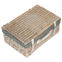 The Willow Basket 45cm White Wash Empty Picnic Basket