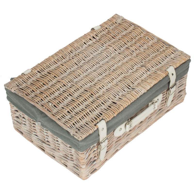 The Willow Basket 45cm White Wash Empty Picnic Basket