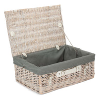 The Willow Basket 45cm White Wash Empty Picnic Basket