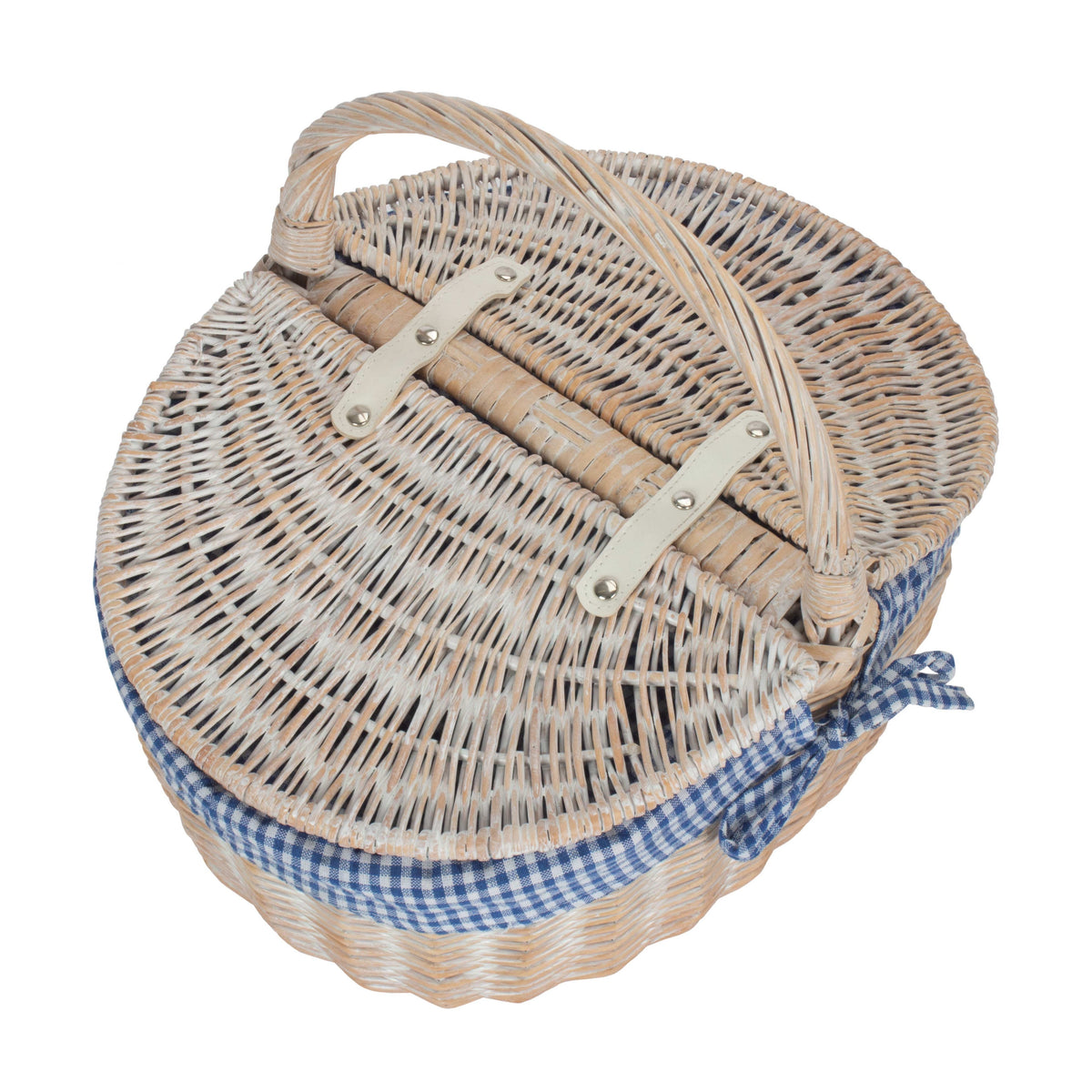 The Willow Basket White Wash Finish Oval Wicker Picnic Basket