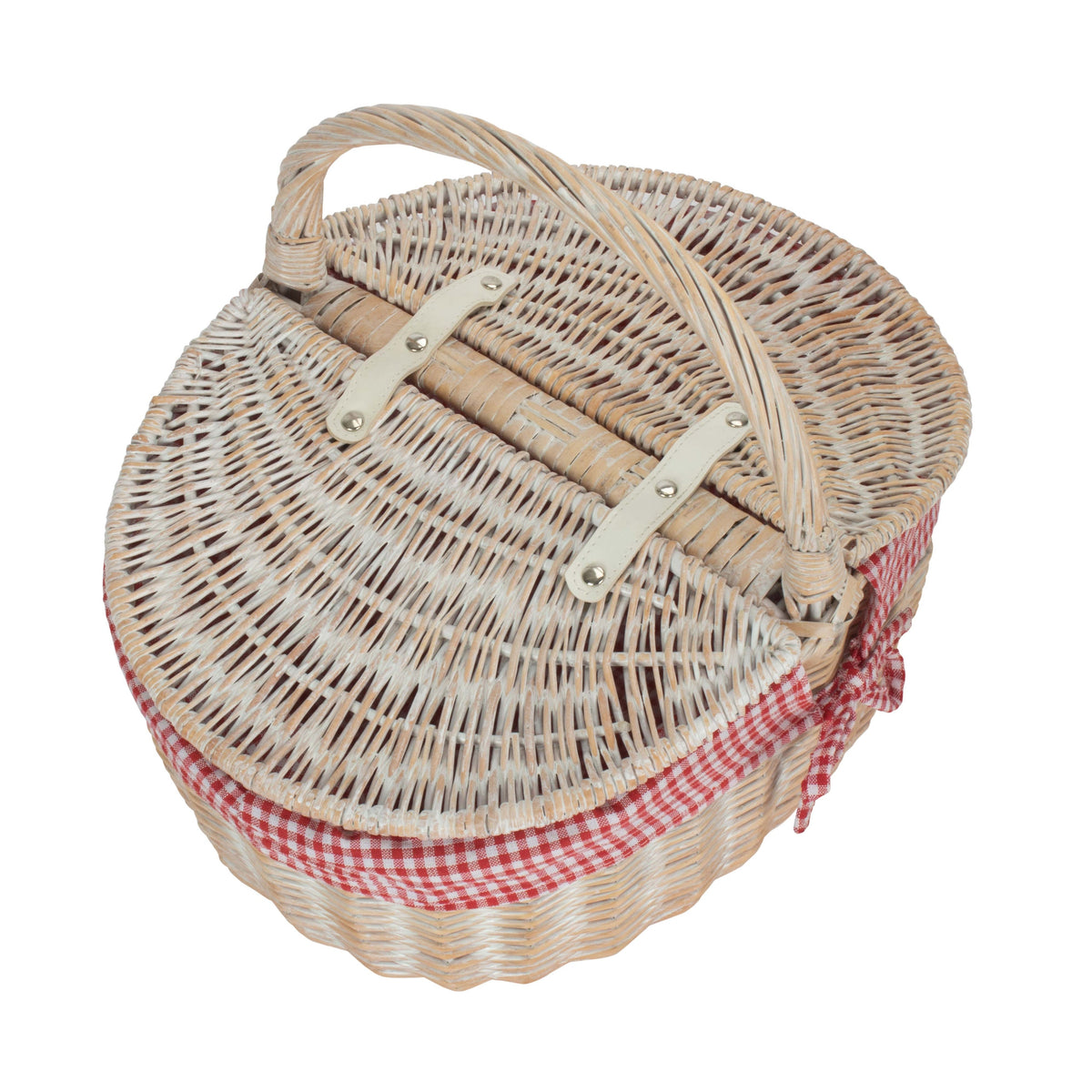The Willow Basket White Wash Finish Oval Wicker Picnic Basket