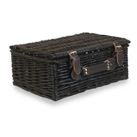 The Willow Basket 36cm Empty Black Willow Picnic Basket With Cotton Lining