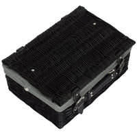 The Willow Basket 36cm Empty Black Willow Picnic Basket With Cotton Lining