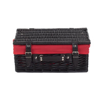 The Willow Basket 36cm Empty Black Willow Picnic Basket With Cotton Lining