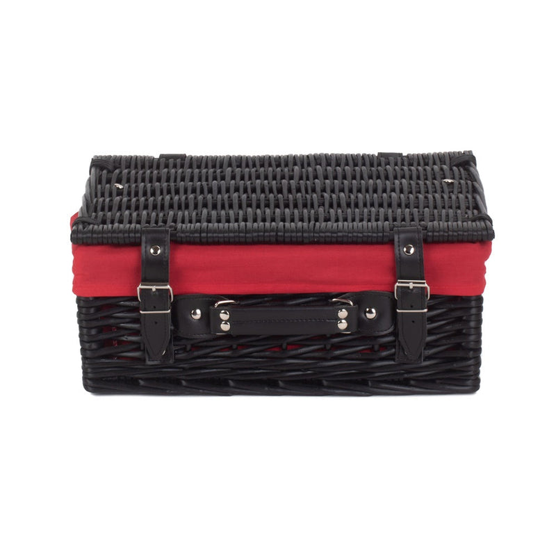 The Willow Basket 36cm Empty Black Willow Picnic Basket With Cotton Lining