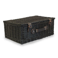 The Willow Basket 46cm Empty Black Willow Picnic Basket With Cotton Lining