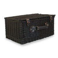 The Willow Basket 51cm Empty Black Willow Picnic Basket With Cotton Lining