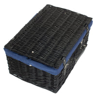 The Willow Basket 51cm Empty Black Willow Picnic Basket With Cotton Lining