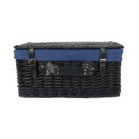 The Willow Basket 51cm Empty Black Willow Picnic Basket With Cotton Lining