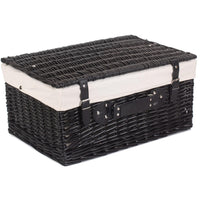 The Willow Basket 51cm Empty Black Willow Picnic Basket With Cotton Lining