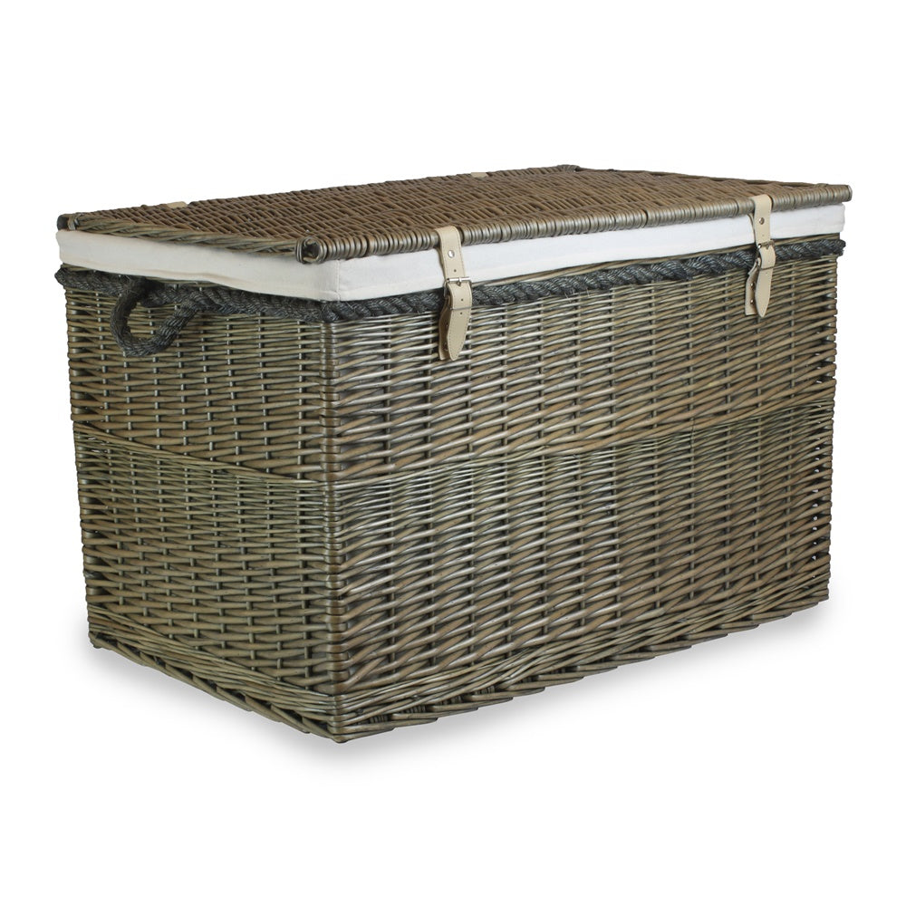 Large Antique Wash Storage Wicker Basket